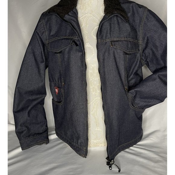 Vintage ROXY sz Large Retro Snowboard SkiJacket Blue Zip Denim look X-series - Picture 8 of 16